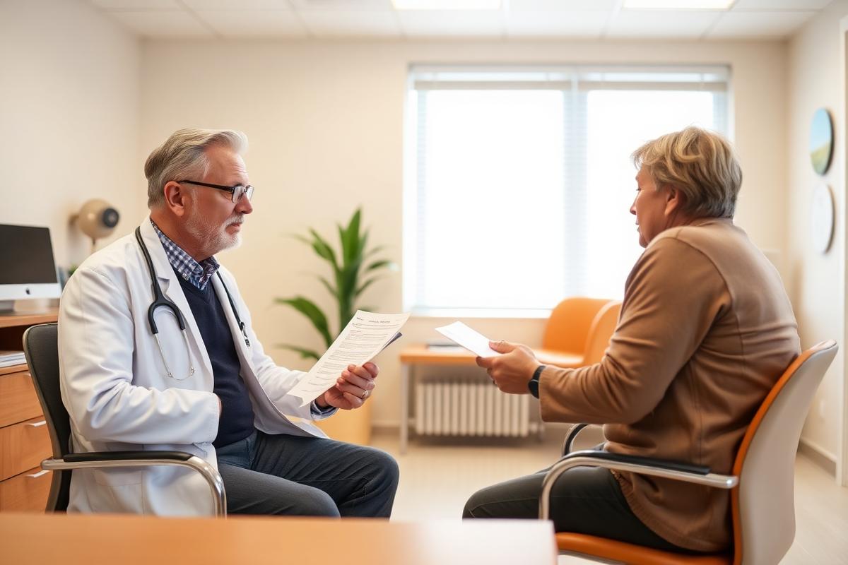 Doctor reviewing an informed consent document with a patient